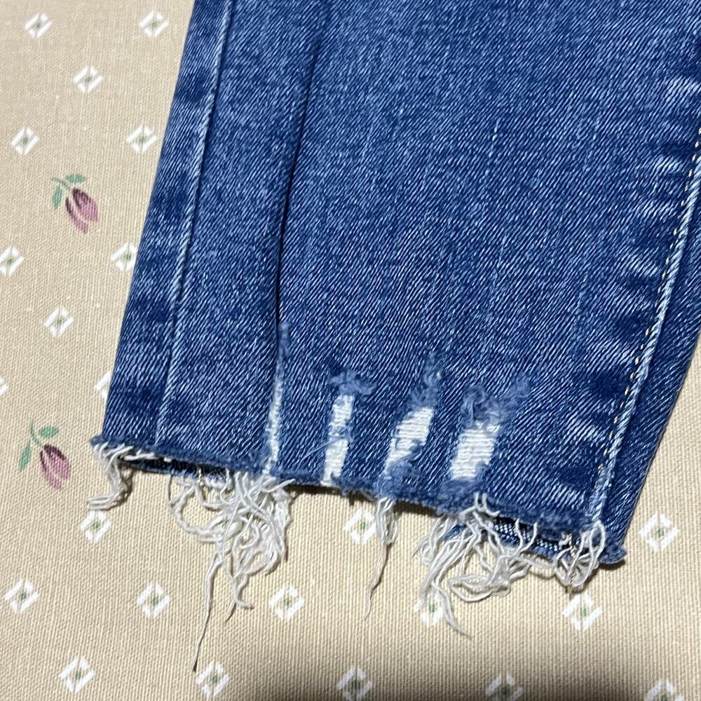 ZARA Jeans Womens 6 Blue Skinny Distressed‎ Raw Hem Frayed Ankle Medium Wash - Picture 8 of 12